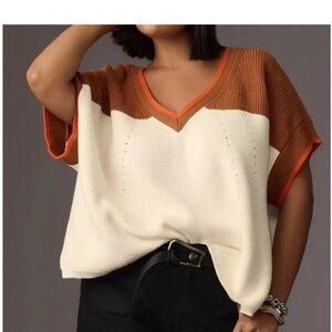 Anthropologie Maeve V-Neck oversized sweater tee S